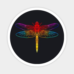 Neon Rainbow Dragonfly Magnet